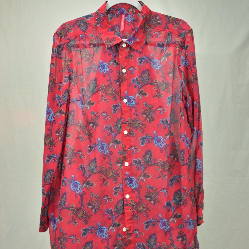 Ruby Ribbon Red Paisley Shirt Dress